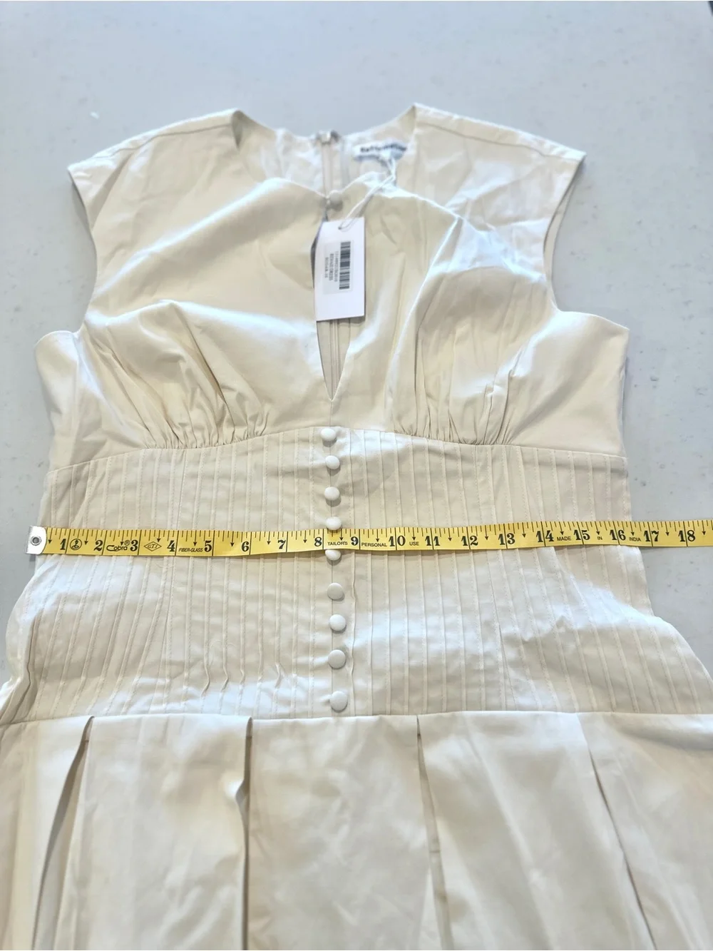 NWT Reformation Renaie Midi Dress Cream Size 10 Cotton Sleeveless Summer Organic - Picture 8 of 10